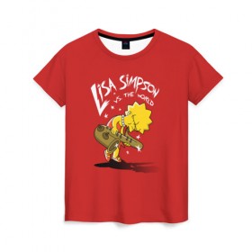 Женская футболка 3D с принтом Лиза Симпсон в Кировске, 100% полиэфир ( синтетическое хлопкоподобное полотно) | прямой крой, круглый вырез горловины, длина до линии бедер | homer | lisa | simpson | simpsons | барт | гомер | лиза | мульт | мультик | мультфильм | симпсон | симпсоны
