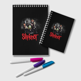 Блокнот с принтом Slipknot в Кировске, 100% бумага | 48 листов, плотность листов — 60 г/м2, плотность картонной обложки — 250 г/м2. Листы скреплены удобной пружинной спиралью. Цвет линий — светло-серый
 | Тематика изображения на принте: slipknot | грув | джей вайнберг | кори тейлор | крис фен | крэйг джонс | метал | мик томсон | музыка | ню | петля | рок | сид уилсон | скользящий узел | слайпкнот | слипкнот | слипнот | удавка