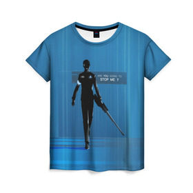 Женская футболка 3D с принтом Detroit: Become Human в Кировске, 100% полиэфир ( синтетическое хлопкоподобное полотно) | прямой крой, круглый вырез горловины, длина до линии бедер | 2038 | android | dbh | detroit become human | future | андройд | будущее | детройт | человек
