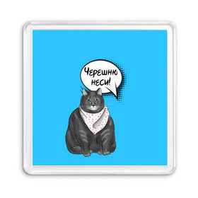 Магнит 55*55 с принтом Толстый кот в Кировске, Пластик | Размер: 65*65 мм; Размер печати: 55*55 мм | Тематика изображения на принте: еда | кот | кушать | мем | черешня
