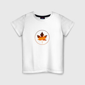 Детская футболка хлопок с принтом Кленовый лист в Кировске, 100% хлопок | круглый вырез горловины, полуприлегающий силуэт, длина до линии бедер | 