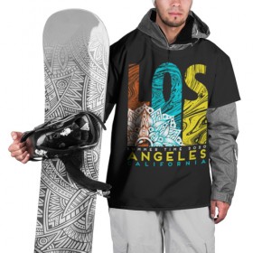 Накидка на куртку 3D с принтом Los Angeles California Surfing в Кировске, 100% полиэстер |  | 