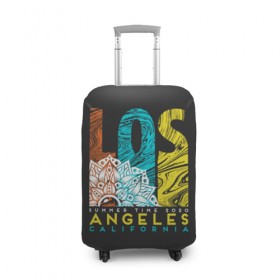 Чехол для чемодана 3D с принтом Los Angeles California Surfing в Кировске, 86% полиэфир, 14% спандекс | двустороннее нанесение принта, прорези для ручек и колес | 