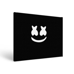 Холст прямоугольный с принтом Marshmello black в Кировске, 100% ПВХ |  | dj | dj marshmello | marshmello | клуб | клубная музыка | музыка
