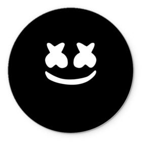 Коврик круглый с принтом Marshmello black в Кировске, резина и полиэстер | круглая форма, изображение наносится на всю лицевую часть | dj | dj marshmello | marshmello | клуб | клубная музыка | музыка