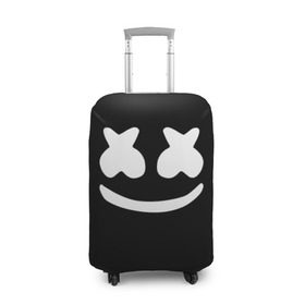 Чехол для чемодана 3D с принтом Marshmello black в Кировске, 86% полиэфир, 14% спандекс | двустороннее нанесение принта, прорези для ручек и колес | dj | dj marshmello | marshmello | клуб | клубная музыка | музыка