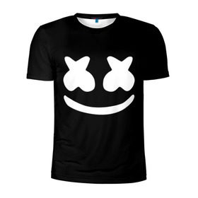 Мужская футболка 3D спортивная с принтом Marshmello black в Кировске, 100% полиэстер с улучшенными характеристиками | приталенный силуэт, круглая горловина, широкие плечи, сужается к линии бедра | dj | dj marshmello | marshmello | клуб | клубная музыка | музыка