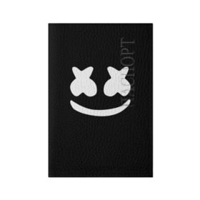Обложка для паспорта матовая кожа с принтом Marshmello black в Кировске, натуральная матовая кожа | размер 19,3 х 13,7 см; прозрачные пластиковые крепления | dj | dj marshmello | marshmello | клуб | клубная музыка | музыка