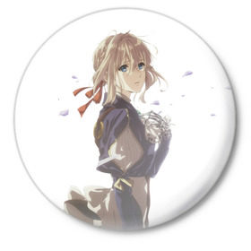 Значок с принтом Violet Evergarden_15 в Кировске,  металл | круглая форма, металлическая застежка в виде булавки | violet evergarden | вайолет эвергарден