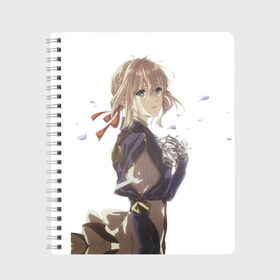 Тетрадь с принтом Violet Evergarden_15 в Кировске, 100% бумага | 48 листов, плотность листов — 60 г/м2, плотность картонной обложки — 250 г/м2. Листы скреплены сбоку удобной пружинной спиралью. Уголки страниц и обложки скругленные. Цвет линий — светло-серый
 | violet evergarden | вайолет эвергарден