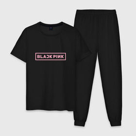 Мужская пижама хлопок с принтом BlackPink в Кировске, 100% хлопок | брюки и футболка прямого кроя, без карманов, на брюках мягкая резинка на поясе и по низу штанин
 | 