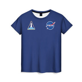 Женская футболка 3D с принтом NASA в Кировске, 100% полиэфир ( синтетическое хлопкоподобное полотно) | прямой крой, круглый вырез горловины, длина до линии бедер | shuttle | space | аполлон | галактика | джемини | космонав | космос | наса | скайлэб | сша | шаттл nasa