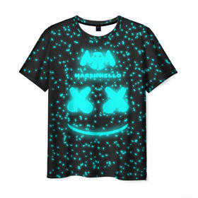 Мужская футболка 3D с принтом MARSHMELLO в Кировске, 100% полиэфир | прямой крой, круглый вырез горловины, длина до линии бедер | dj | marshmello | клубная музыка | маршмелло | музыка | музыкант