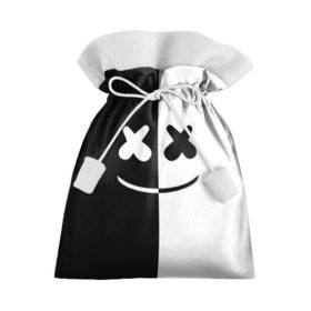 Подарочный 3D мешок с принтом MARSHMELLO BLACK & WHITE в Кировске, 100% полиэстер | Размер: 29*39 см | dj | marshmello | клубная музыка | маршмелло | музыка | музыкант