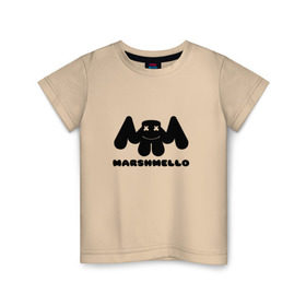 Детская футболка хлопок с принтом MARSHMELLO в Кировске, 100% хлопок | круглый вырез горловины, полуприлегающий силуэт, длина до линии бедер | dj | marshmello | клубная музыка | маршмелло | музыка | музыкант
