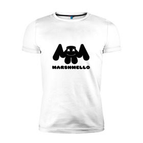 Мужская футболка премиум с принтом MARSHMELLO в Кировске, 92% хлопок, 8% лайкра | приталенный силуэт, круглый вырез ворота, длина до линии бедра, короткий рукав | dj | marshmello | клубная музыка | маршмелло | музыка | музыкант