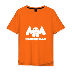 Мужская футболка хлопок Oversize с принтом MARSHMELLO в Кировске, 100% хлопок | свободный крой, круглый ворот, “спинка” длиннее передней части | dj | marshmello | клубная музыка | маршмелло | музыка | музыкант