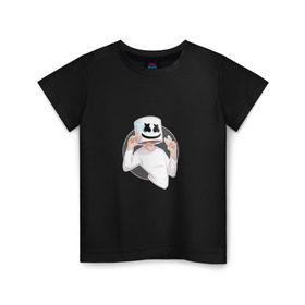 Детская футболка хлопок с принтом Marshmello в Кировске, 100% хлопок | круглый вырез горловины, полуприлегающий силуэт, длина до линии бедер | Тематика изображения на принте: 