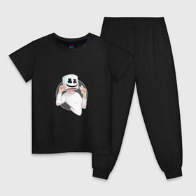 Детская пижама хлопок с принтом Marshmello в Кировске, 100% хлопок |  брюки и футболка прямого кроя, без карманов, на брюках мягкая резинка на поясе и по низу штанин
 | 