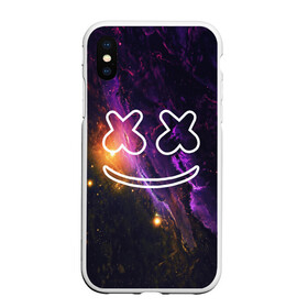 Чехол для iPhone XS Max матовый с принтом MARSHMELLO в Кировске, Силикон | Область печати: задняя сторона чехла, без боковых панелей | dj | marshmello | клубная музыка | маршмелло | музыка | музыкант