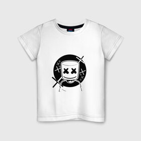 Детская футболка хлопок с принтом MARSHMELLO в Кировске, 100% хлопок | круглый вырез горловины, полуприлегающий силуэт, длина до линии бедер | dj | marshmello | usa | америка | клубная музыка | маршмелло | музыка | музыкант