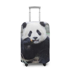 Чехол для чемодана 3D с принтом Большая панда в Кировске, 86% полиэфир, 14% спандекс | двустороннее нанесение принта, прорези для ручек и колес | бамбук | белый | джунгли | дикое | животное | китай | лес | медведь | черный