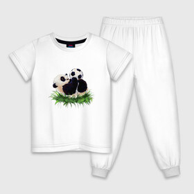 Детская пижама хлопок с принтом Милая панда в Кировске, 100% хлопок |  брюки и футболка прямого кроя, без карманов, на брюках мягкая резинка на поясе и по низу штанин
 | Тематика изображения на принте: мяч | футбол