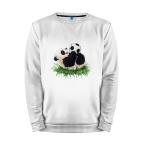 Мужской свитшот хлопок с принтом Милая панда в Кировске, 100% хлопок |  | мяч | футбол
