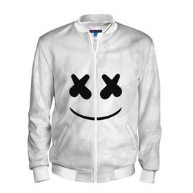 Мужской бомбер 3D с принтом MARSHMELLO в Кировске, 100% полиэстер | застегивается на молнию, по бокам два кармана без застежек, по низу бомбера и на воротнике - эластичная резинка | Тематика изображения на принте: dj | marshmello | usa | америка | клубная музыка | маршмелло | музыка | музыкант