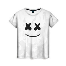 Женская футболка 3D с принтом MARSHMELLO в Кировске, 100% полиэфир ( синтетическое хлопкоподобное полотно) | прямой крой, круглый вырез горловины, длина до линии бедер | dj | marshmello | usa | америка | клубная музыка | маршмелло | музыка | музыкант