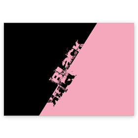 Поздравительная открытка с принтом BLACKPINK | БЛЕКПИНК в Кировске, 100% бумага | плотность бумаги 280 г/м2, матовая, на обратной стороне линовка и место для марки
 | Тематика изображения на принте: black  pink | blackpink | jennie | jisoo | k pop | lalisa | группа | к поп | корейская группа | розовый | черный