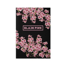 Обложка для паспорта матовая кожа с принтом BlackPink sakura в Кировске, натуральная матовая кожа | размер 19,3 х 13,7 см; прозрачные пластиковые крепления | Тематика изображения на принте: black  pink | blackpink | jennie | jisoo | k pop | lalisa | sakura | группа | к поп | корейская группа | розовый | сакура | черный