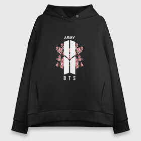 Женское худи Oversize хлопок с принтом BTS ARMY в Кировске, френч-терри — 70% хлопок, 30% полиэстер. Мягкий теплый начес внутри —100% хлопок | боковые карманы, эластичные манжеты и нижняя кромка, капюшон на магнитной кнопке | bts | bts army | j hope | jimin | jin | jungkook | k pop | rap monster | rapmon | suga | v | бтс | группа | корея