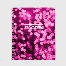 Тетрадь с принтом BlackPink в Кировске, 100% бумага | 48 листов, плотность листов — 60 г/м2, плотность картонной обложки — 250 г/м2. Листы скреплены сбоку удобной пружинной спиралью. Уголки страниц и обложки скругленные. Цвет линий — светло-серый
 | black  pink | blackpink | flowers | jennie | jisoo | k pop | lalisa | sakura | группа | к поп | корейская группа | растения | розовый | сакура | цветы | черный