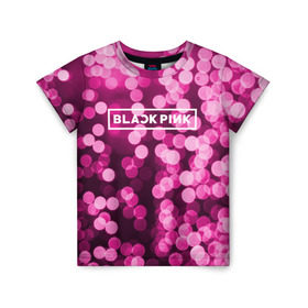 Детская футболка 3D с принтом BlackPink в Кировске, 100% гипоаллергенный полиэфир | прямой крой, круглый вырез горловины, длина до линии бедер, чуть спущенное плечо, ткань немного тянется | black  pink | blackpink | flowers | jennie | jisoo | k pop | lalisa | sakura | группа | к поп | корейская группа | растения | розовый | сакура | цветы | черный
