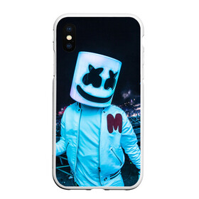 Чехол для iPhone XS Max матовый с принтом MARSHMELLO в Кировске, Силикон | Область печати: задняя сторона чехла, без боковых панелей | dj | marshmello | usa | америка | клубная музыка | маршмелло | музыка | музыкант