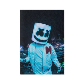 Обложка для паспорта матовая кожа с принтом MARSHMELLO в Кировске, натуральная матовая кожа | размер 19,3 х 13,7 см; прозрачные пластиковые крепления | dj | marshmello | usa | америка | клубная музыка | маршмелло | музыка | музыкант