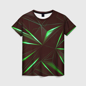 Женская футболка 3D с принтом STRIPES GREEN 3D в Кировске, 100% полиэфир ( синтетическое хлопкоподобное полотно) | прямой крой, круглый вырез горловины, длина до линии бедер | abstract | geometry | абстракция | геометрия | градиент | линии