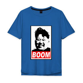 Мужская футболка хлопок Oversize с принтом BOOM КИМ ЧЕН ЫН в Кировске, 100% хлопок | свободный крой, круглый ворот, “спинка” длиннее передней части | boom | kim chen eun | mems | ким чен ын | кнр | мемы | северная корея | ядерные ракеты