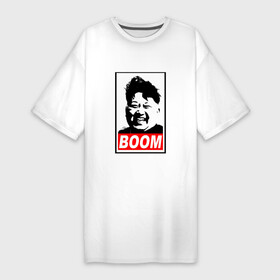 Платье-футболка хлопок с принтом BOOM КИМ ЧЕН ЫН в Кировске,  |  | boom | kim chen eun | mems | ким чен ын | кнр | мемы | северная корея | ядерные ракеты