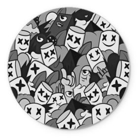 Коврик круглый с принтом Marshmello в Кировске, резина и полиэстер | круглая форма, изображение наносится на всю лицевую часть | 