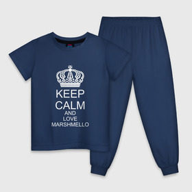 Детская пижама хлопок с принтом KEEP CALM AND LOVE MARSHMELLO в Кировске, 100% хлопок |  брюки и футболка прямого кроя, без карманов, на брюках мягкая резинка на поясе и по низу штанин
 | 