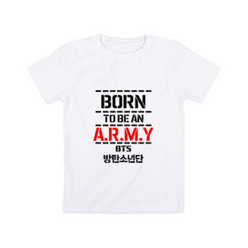 Детская футболка хлопок с принтом BTS ARMY в Кировске, 100% хлопок | круглый вырез горловины, полуприлегающий силуэт, длина до линии бедер | bts | bts army | j hope | jimin | jin | jungkook | k pop | rap monster | rapmon | suga | v | бтс | группа | корея