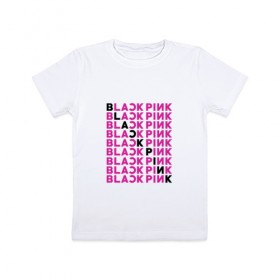 Детская футболка хлопок с принтом BlackPink в Кировске, 100% хлопок | круглый вырез горловины, полуприлегающий силуэт, длина до линии бедер | black  pink | blackpink | jennie | jisoo | k pop | lalisa | группа | к поп | корейская группа | розовый | черный
