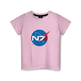 Детская футболка хлопок с принтом NASA N7 MASS EFFECT в Кировске, 100% хлопок | круглый вырез горловины, полуприлегающий силуэт, длина до линии бедер | logo | n7 | nasa | space | логотип | масс эффект | н7 | наса