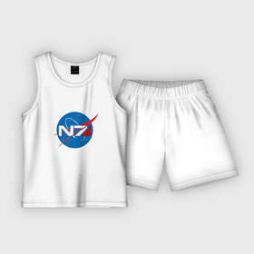 Детская пижама с шортами хлопок с принтом NASA N7 MASS EFFECT в Кировске,  |  | logo | n7 | nasa | space | логотип | масс эффект | н7 | наса