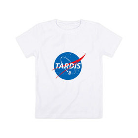 Детская футболка хлопок с принтом TARDIS / DOCTOR WHO   NASA в Кировске, 100% хлопок | круглый вырез горловины, полуприлегающий силуэт, длина до линии бедер | Тематика изображения на принте: doctor who | nasa | tardis | доктор кто | машина времени | наса | тардис