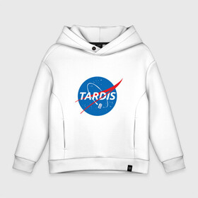 Детское худи Oversize хлопок с принтом TARDIS / DOCTOR WHO  NASA в Кировске, френч-терри — 70% хлопок, 30% полиэстер. Мягкий теплый начес внутри —100% хлопок | боковые карманы, эластичные манжеты и нижняя кромка, капюшон на магнитной кнопке | doctor who | nasa | tardis | доктор кто | машина времени | наса | тардис