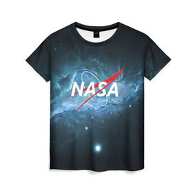Женская футболка 3D с принтом NASA в Кировске, 100% полиэфир ( синтетическое хлопкоподобное полотно) | прямой крой, круглый вырез горловины, длина до линии бедер | galaxy | nasa | planet | star | астрономия | галактика | звезды | космос | надписи | наса | планета