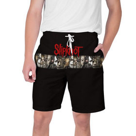 Мужские шорты 3D с принтом Slipknot в Кировске,  полиэстер 100% | прямой крой, два кармана без застежек по бокам. Мягкая трикотажная резинка на поясе, внутри которой широкие завязки. Длина чуть выше колен | 